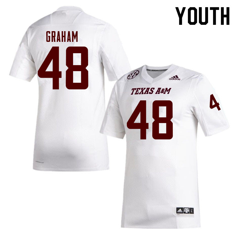 Youth #48 Jacob Graham Texas A&M Aggies College Football Jerseys Sale-White